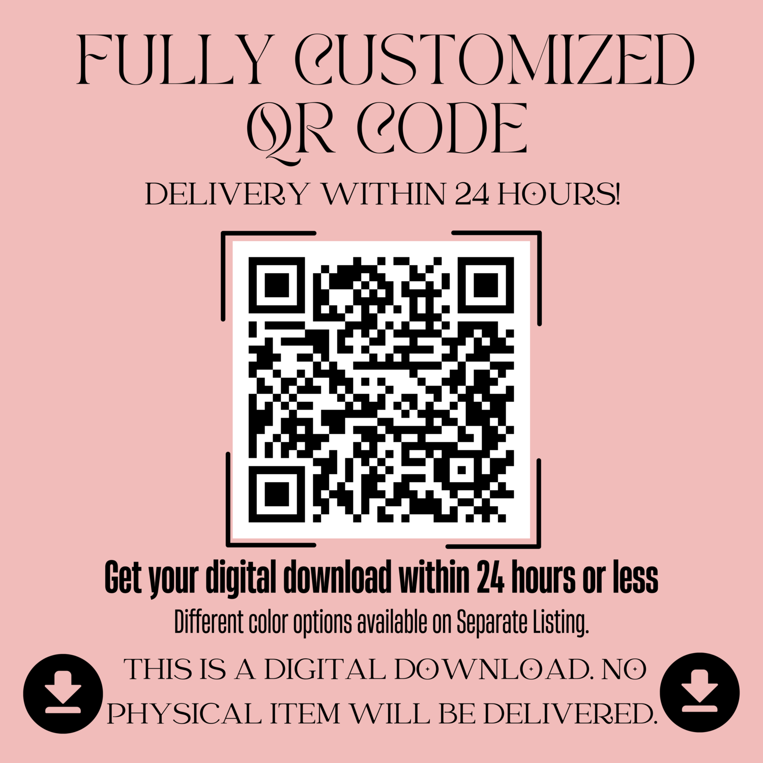 Custom Digital QR Code Download | For Website, Small Business, Scan to Pay, Social Media| Black | Never Expires| Fast Delivery