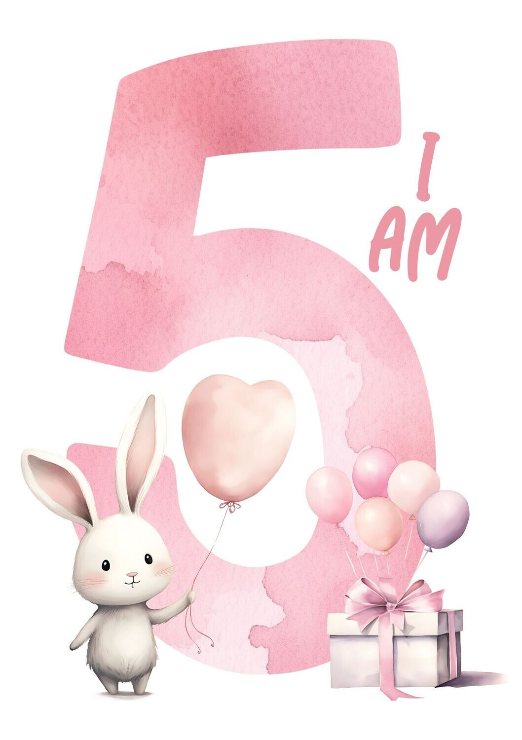 I Am 5 Bunny UV DTF