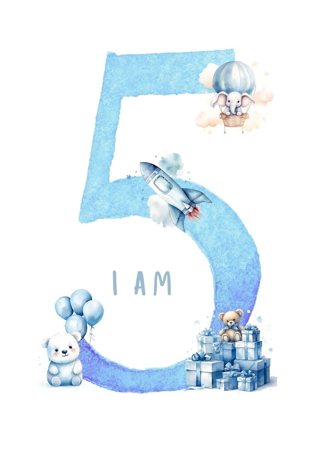 Blue I Am 5 UV DTF