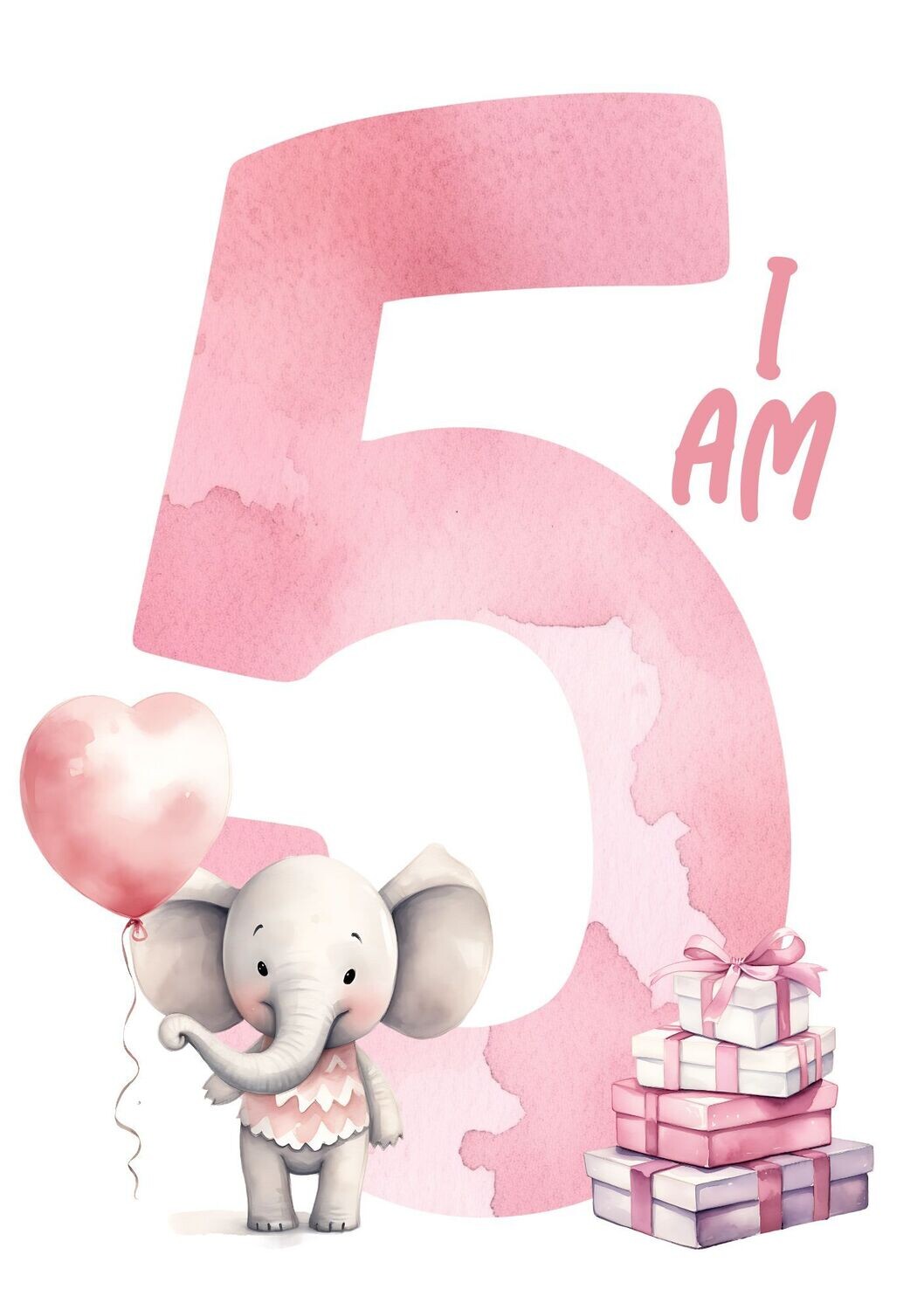 I Am 5 Elephant DTF