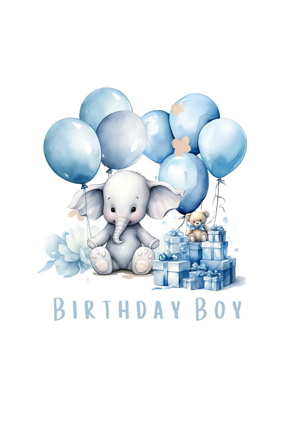 Birthday Boy Elephant Balloon UV DTF