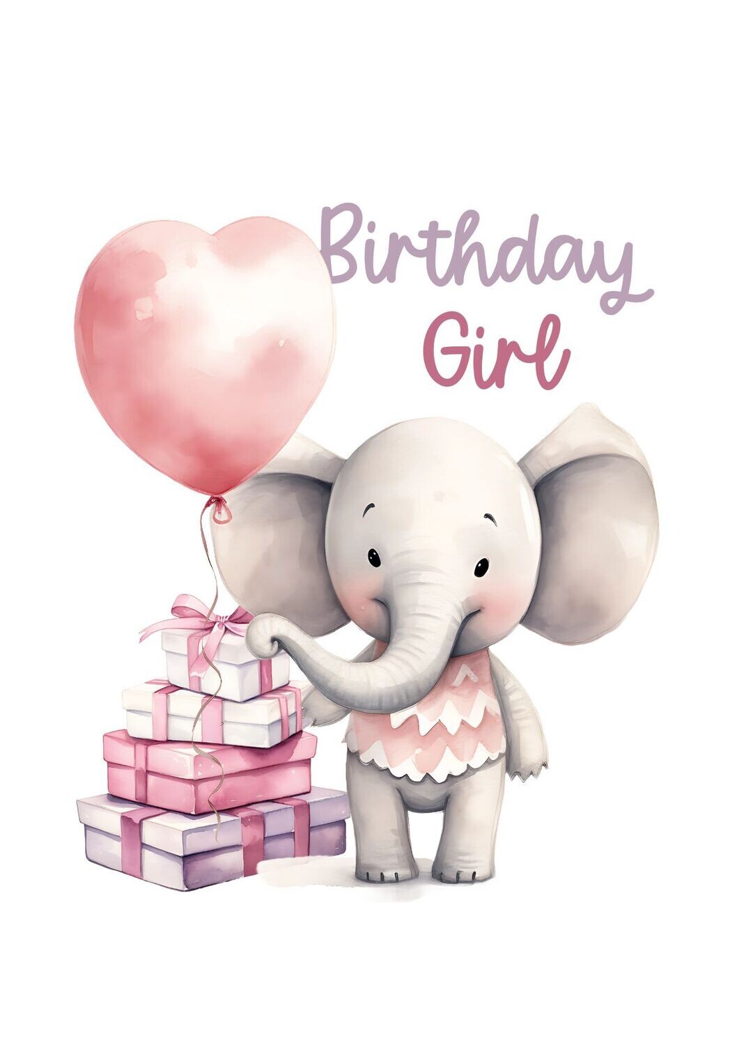 Birthday Girl Elephant UV DTF