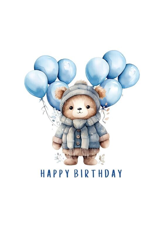 Happy Birthday Bear Design 1 UV DTF