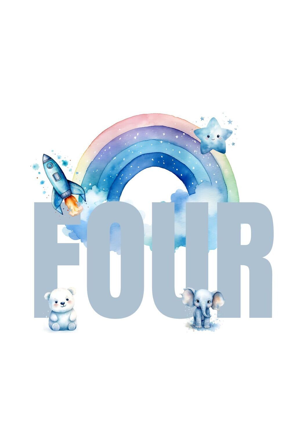 Blue Four Rainbow UV DTF