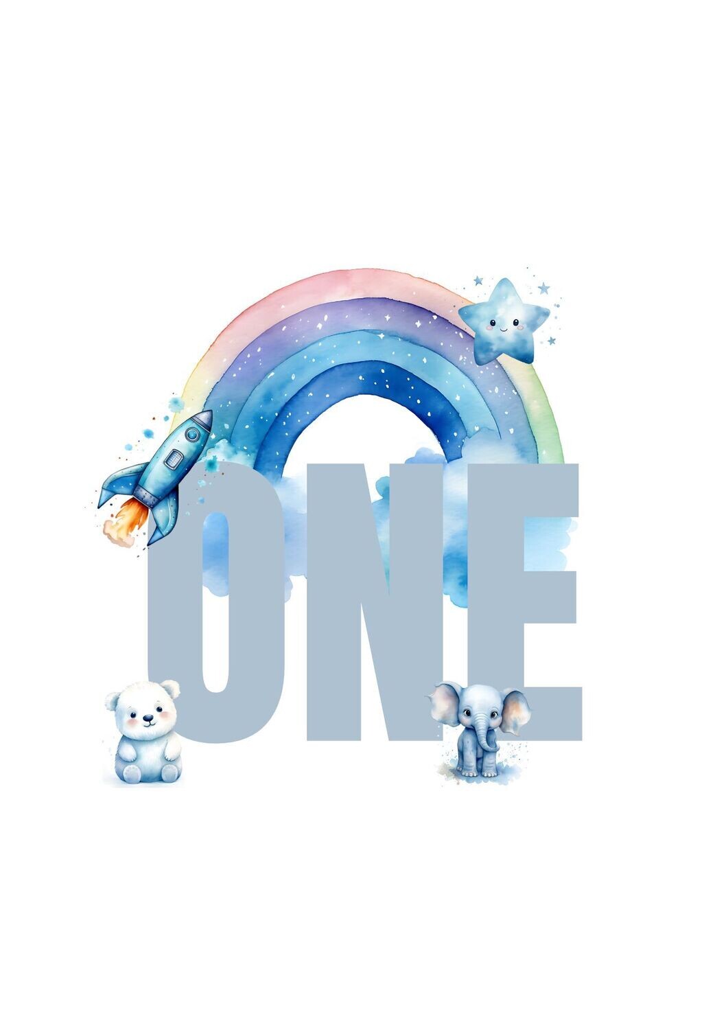 Blue One Rainbow UV DTF