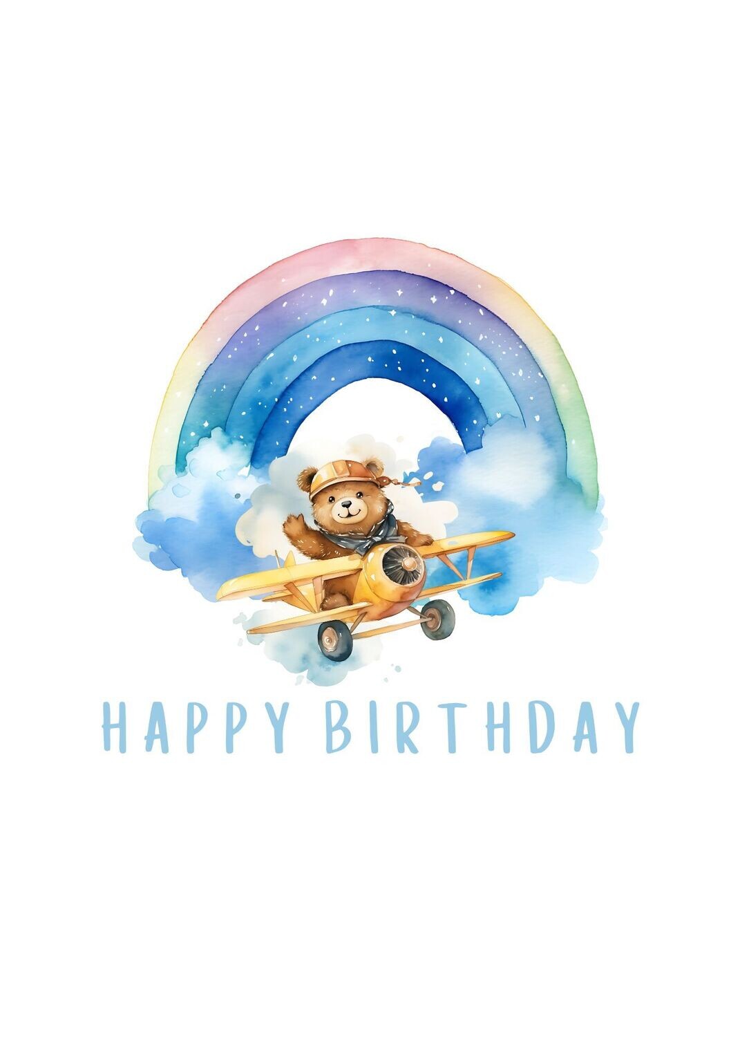 Blue Birthday Aeroplane UV DTF