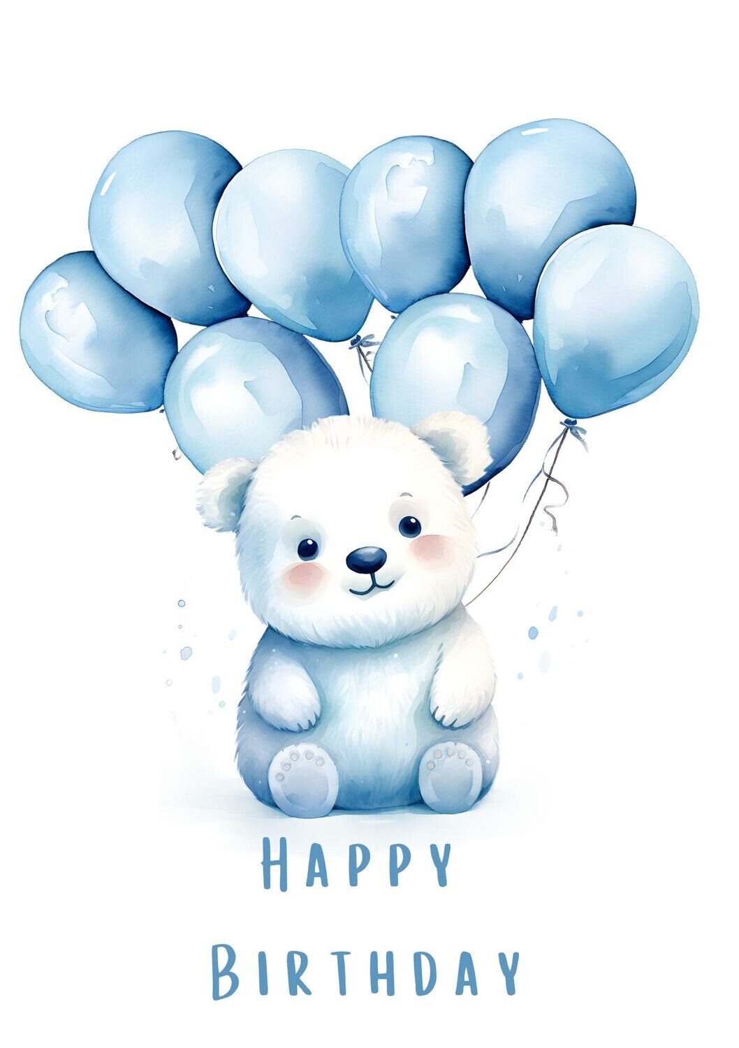 White Bear Birthday Balloon UV DTF