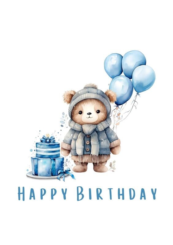 Happy Birthday Bear Design 2 UV DTF