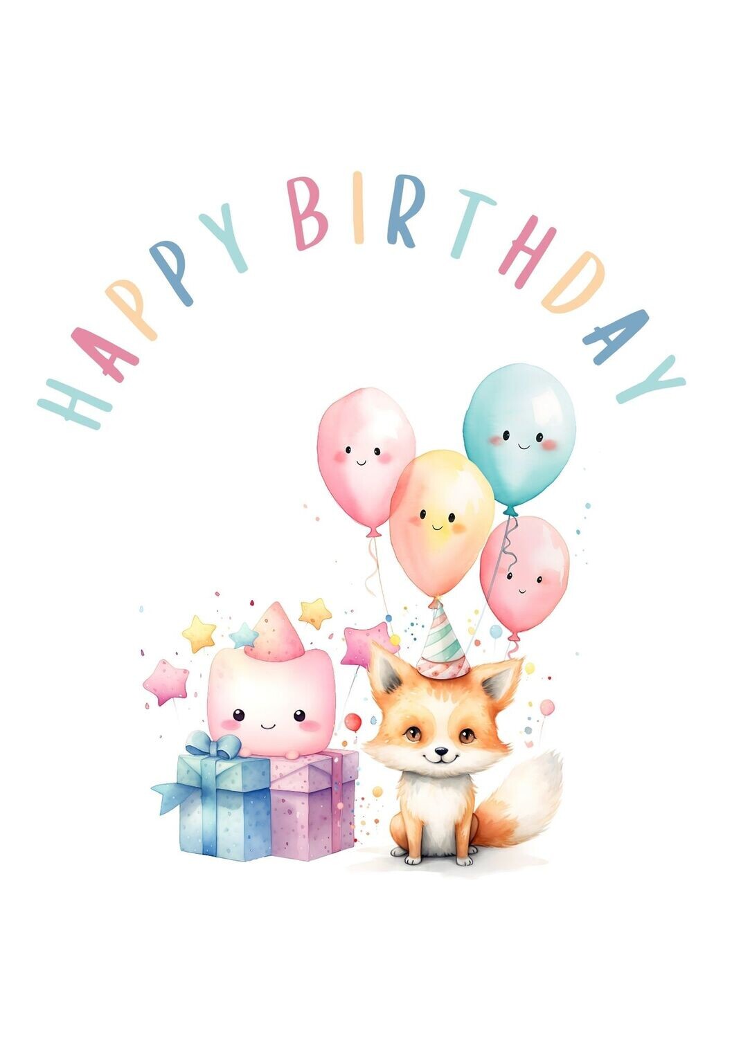 Birthday Fox Balloon UV DTF