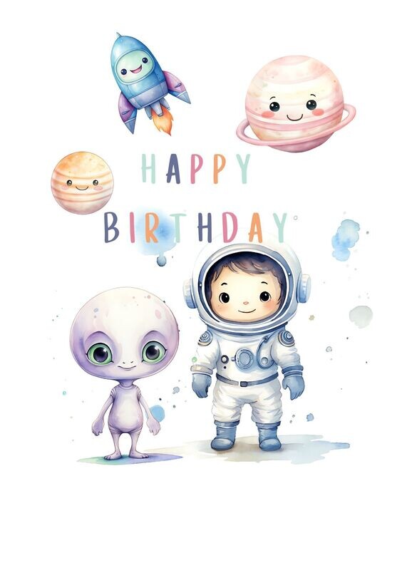 Birthday Space Friends UV DTF