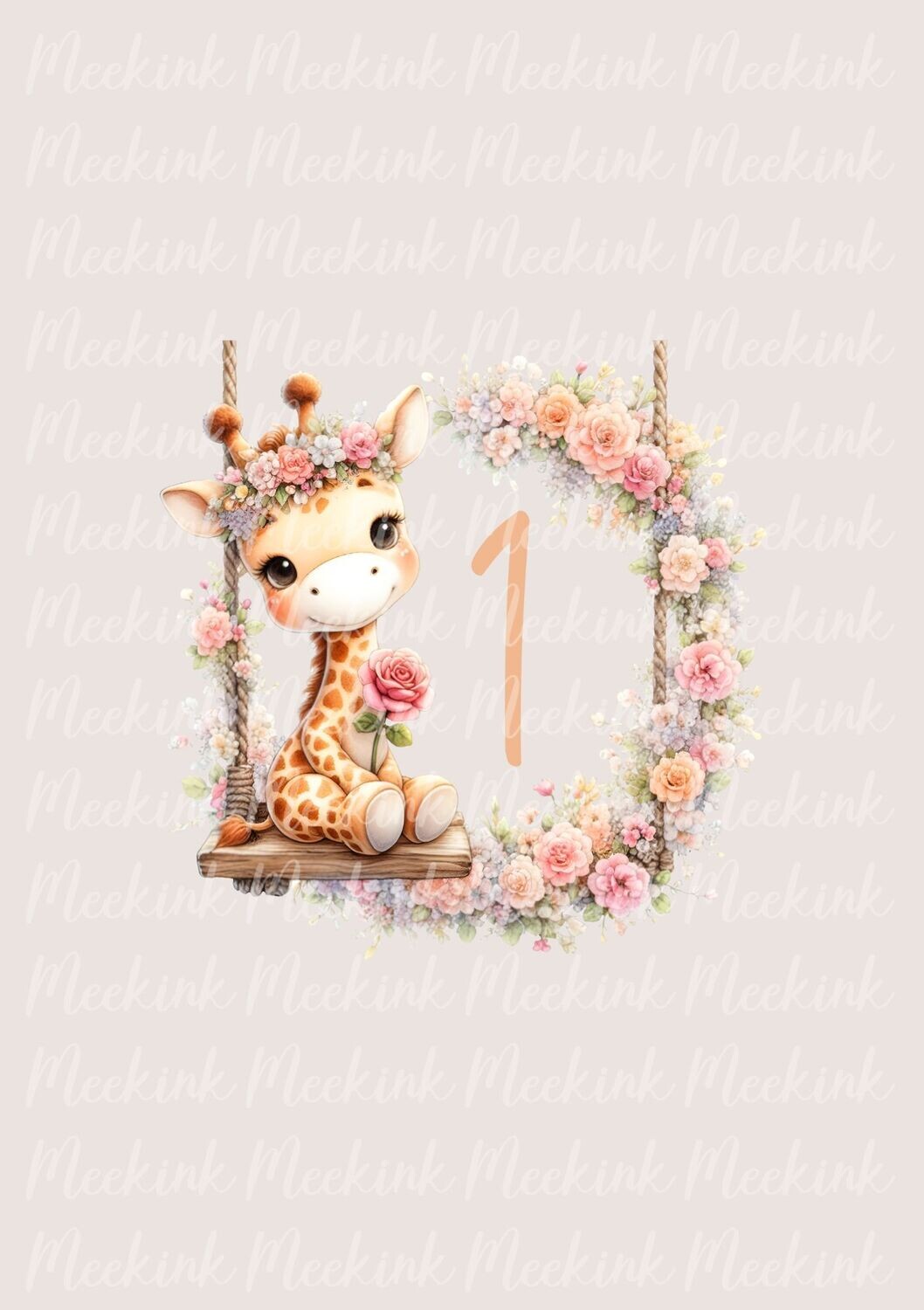 Baby Giraffe Floral Wreath