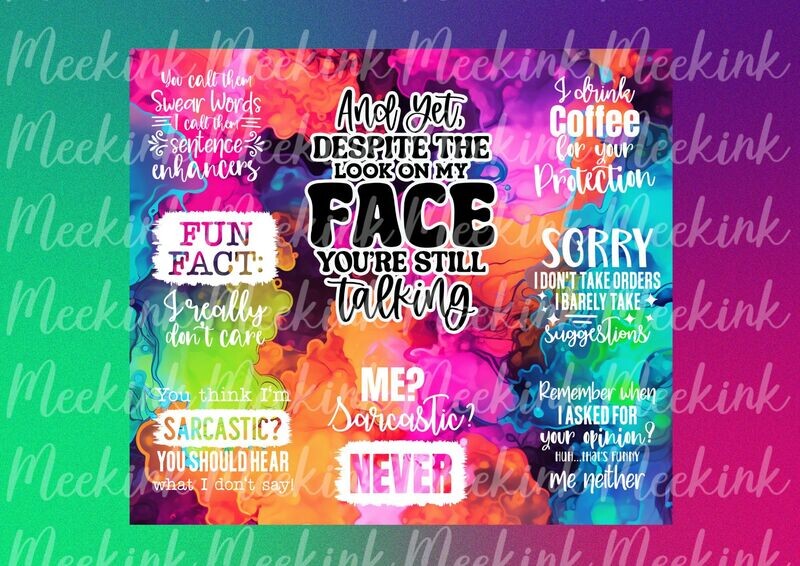 Sarcasm 20oz Tumbler Wrap Sub Sheet