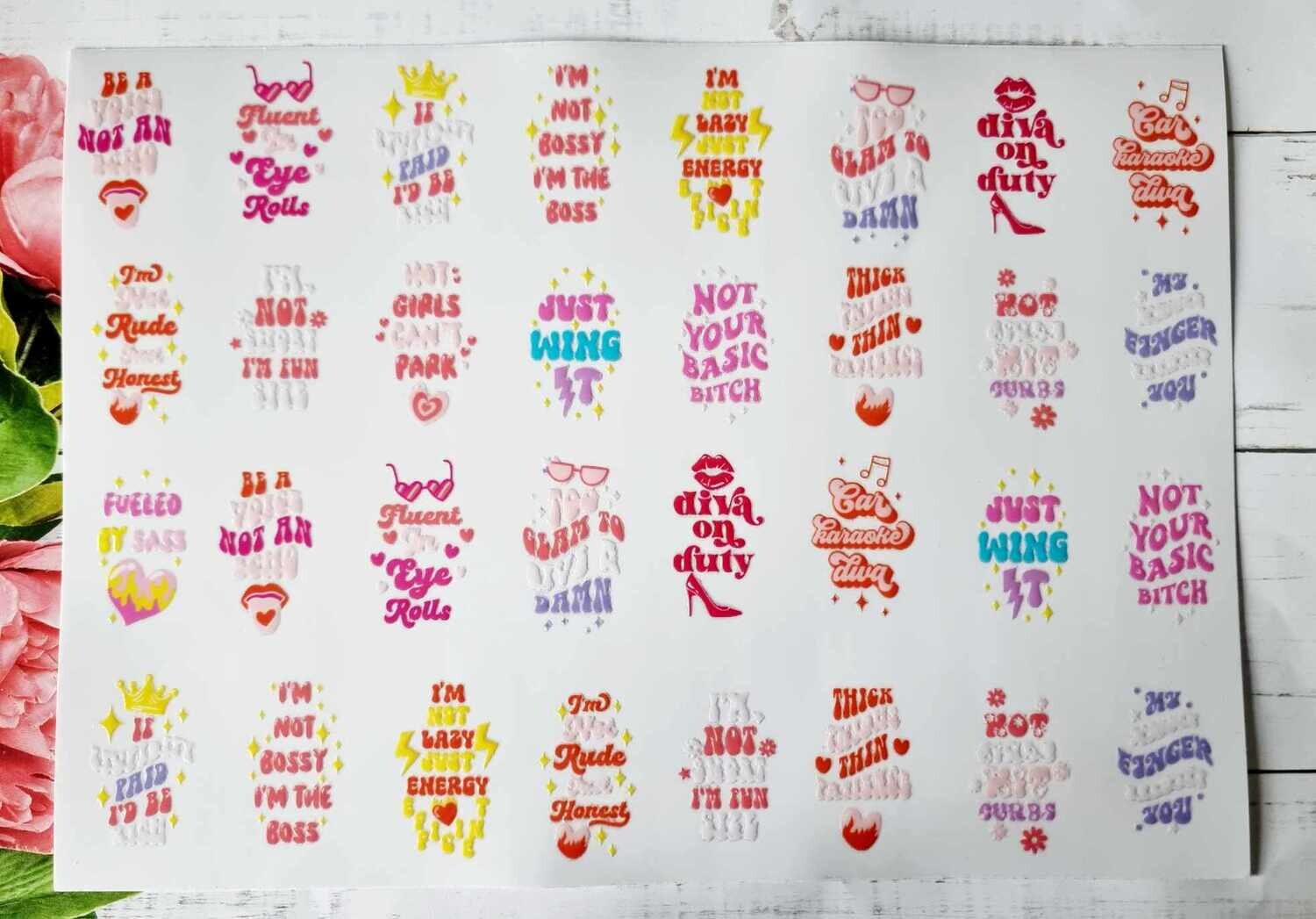 Motel Keyring A4 Theme Sheet