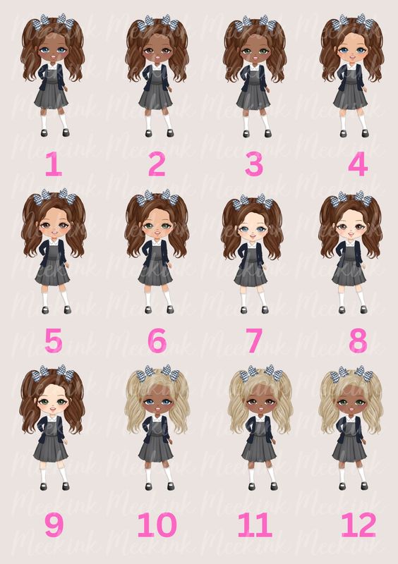 School Girl Character Doll UVDTF or DTF Decal