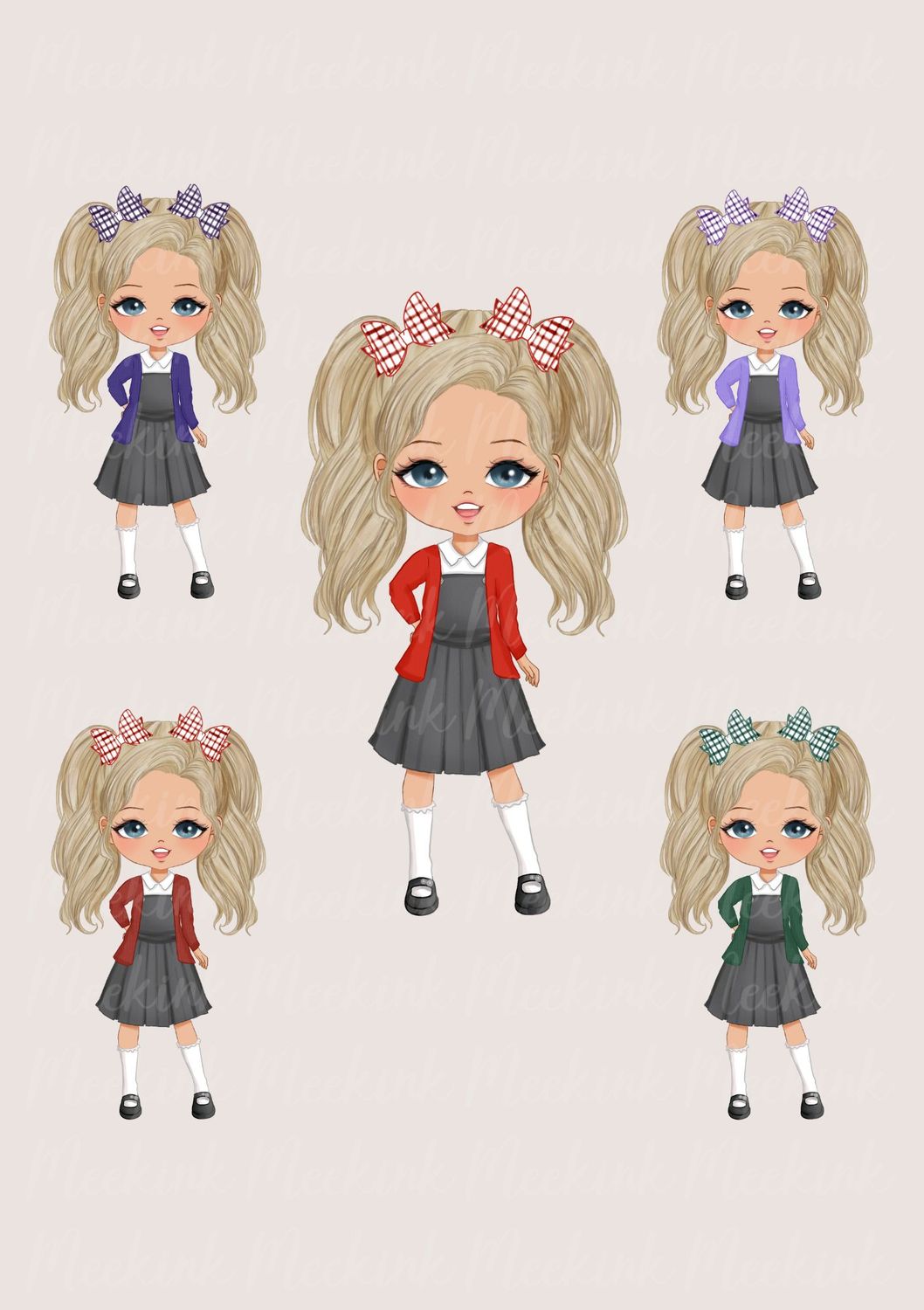 School Girl Character Doll UVDTF or DTF Decal