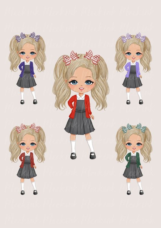 School Girl Character Doll UVDTF or DTF Decal