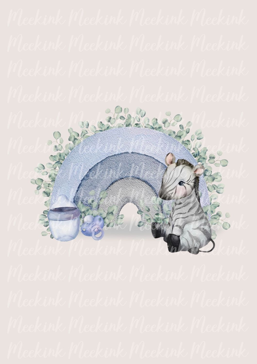 Blue Eucalyptus Zebra Baby Shower