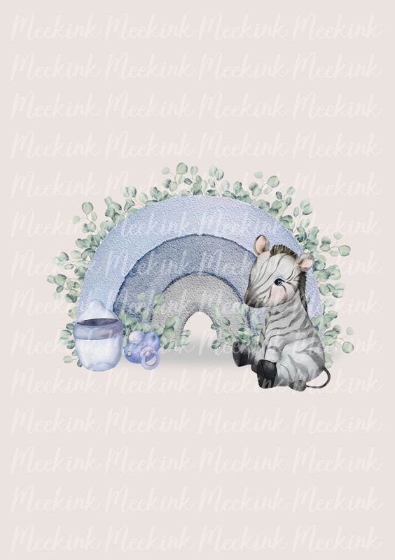 Blue Eucalyptus Zebra Baby Shower