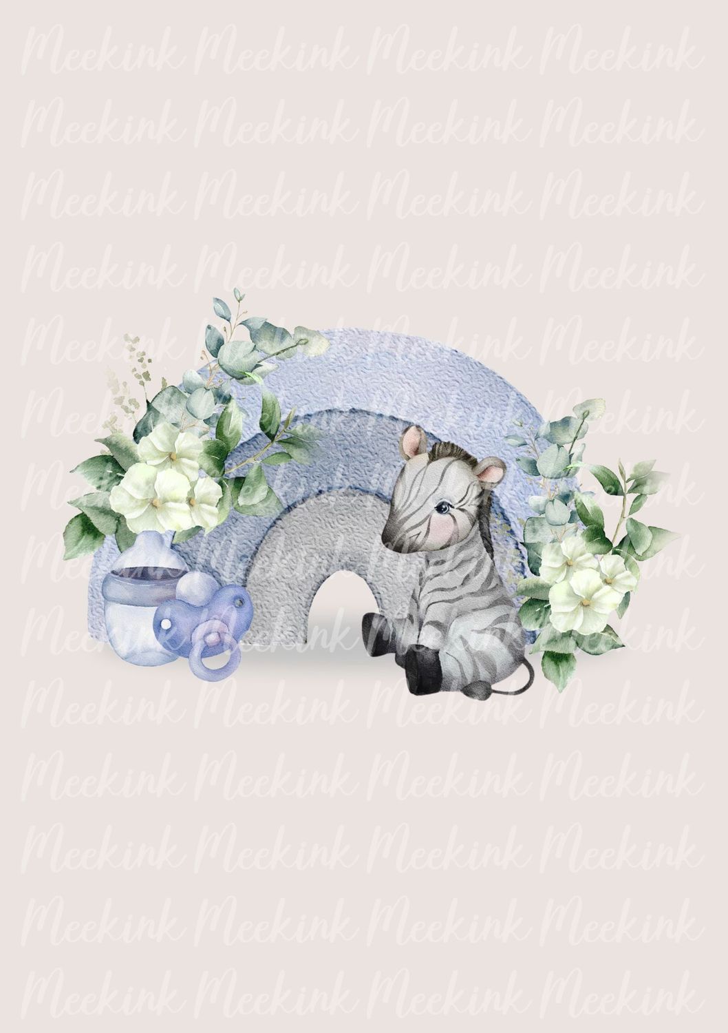Blue Rainbow Zebra Floral