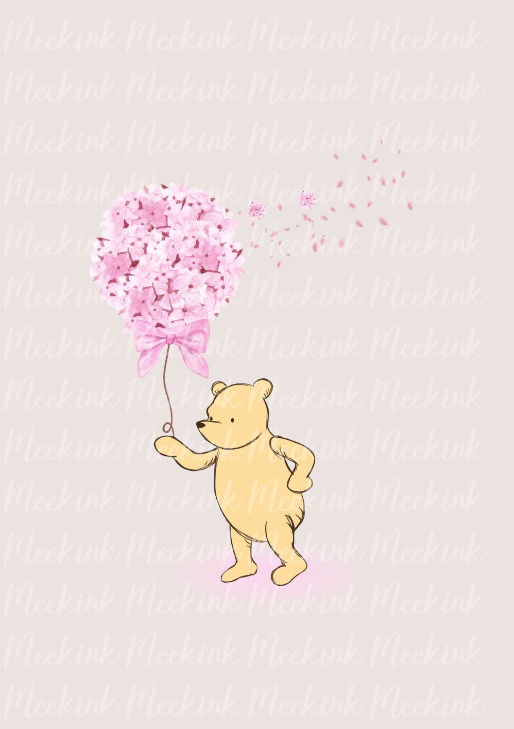 Bear Pink Hydrangeas Balloon
