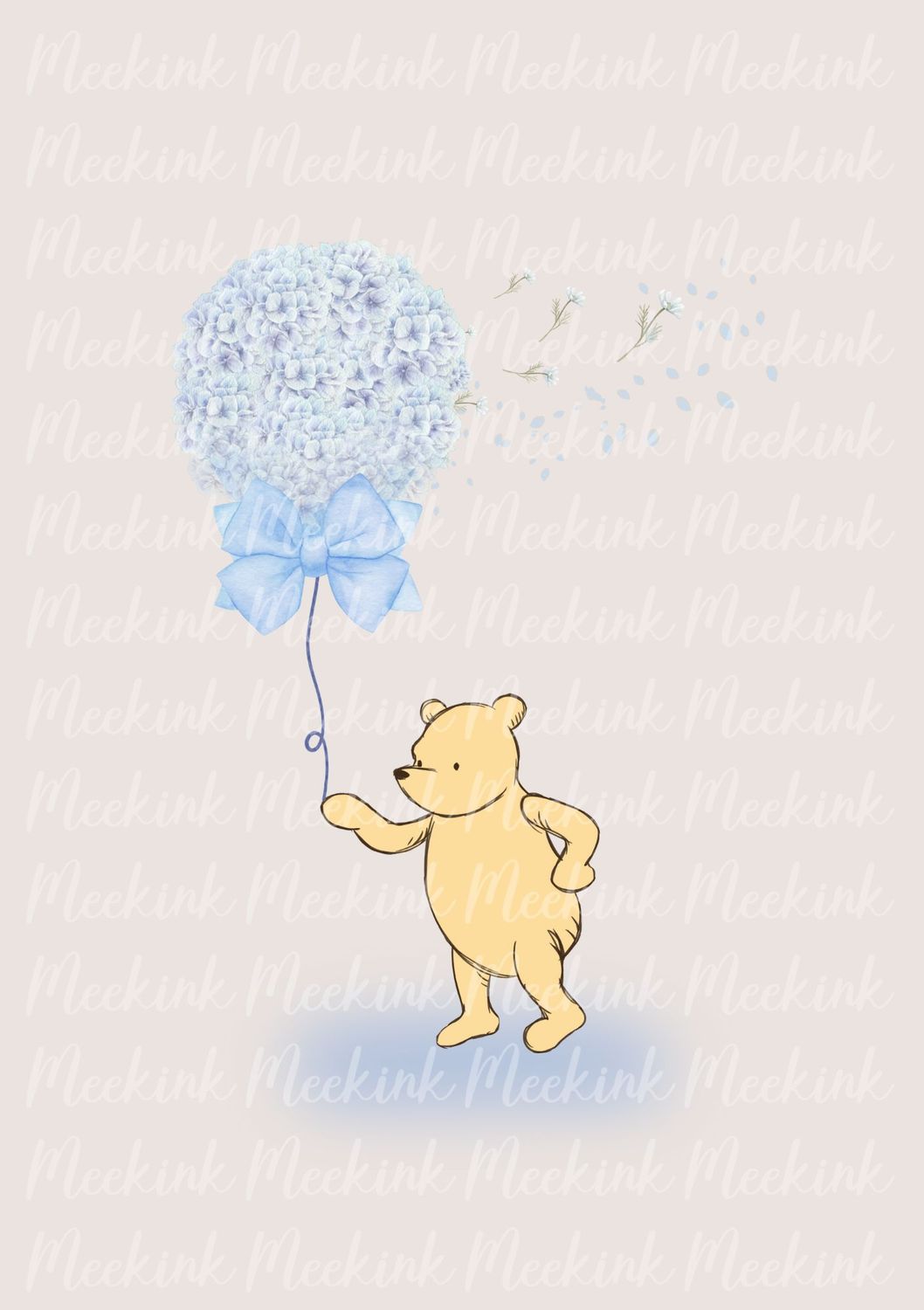 Bear Blue Hydrangeas Balloon