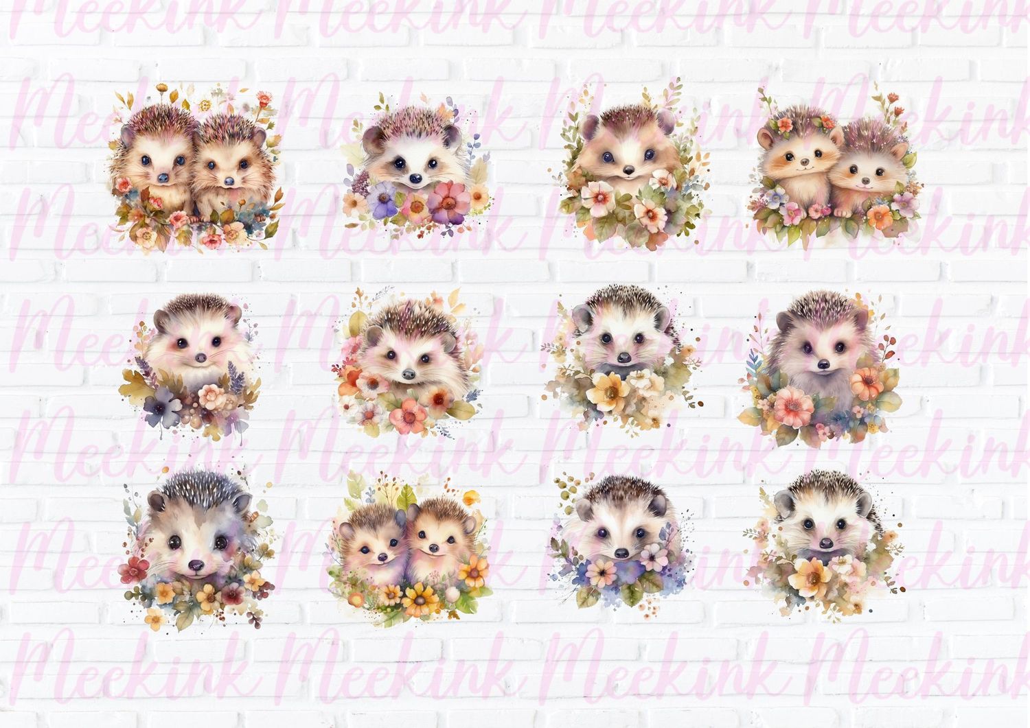 Cute Hedgehogs 2 A4 Theme Sheet