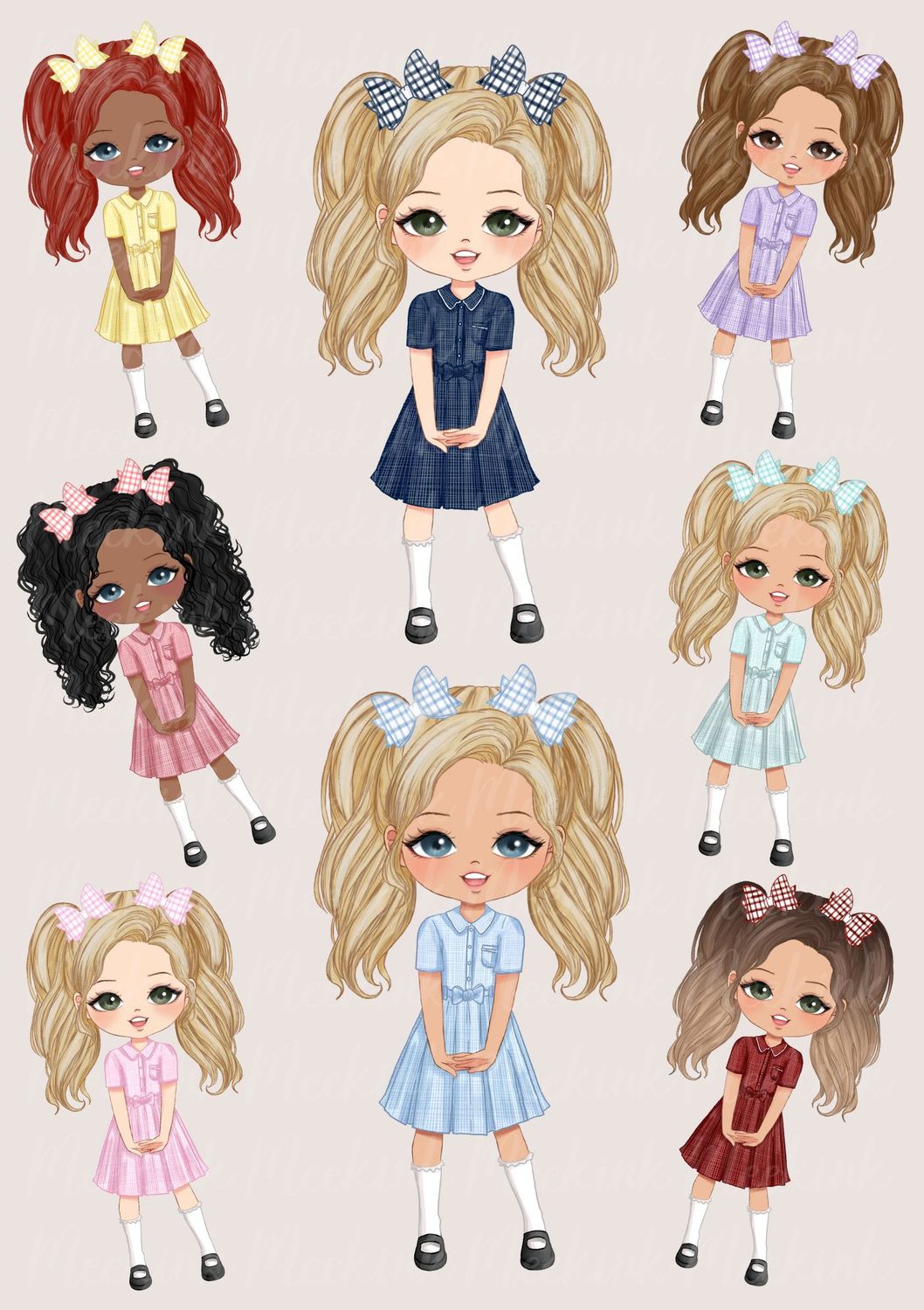 Summer School Girl Character Doll UVDTF or DTF Decal