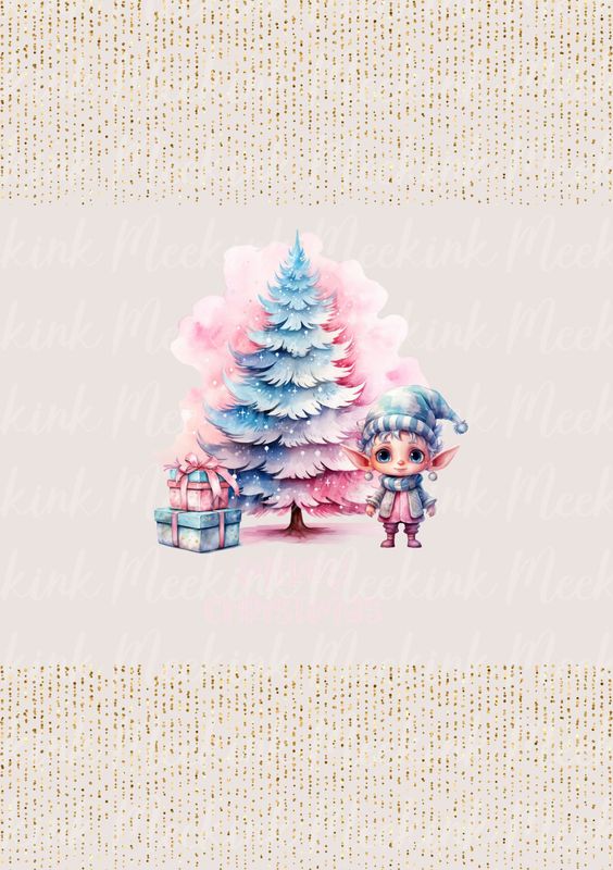 Pink &amp; Blue Elf Tree Decal