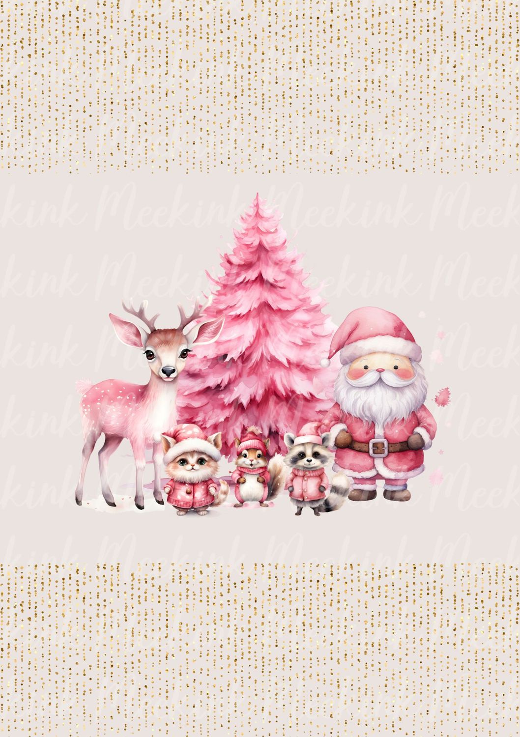 Pink Santa &amp; Friends Decal