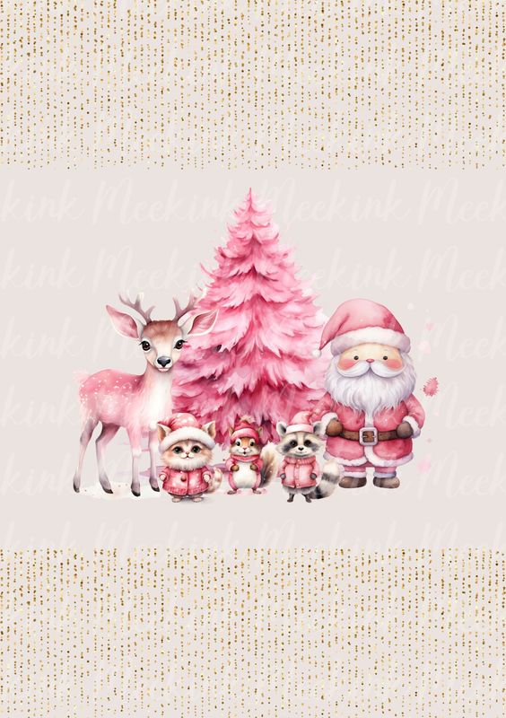 Pink Santa &amp; Friends Decal