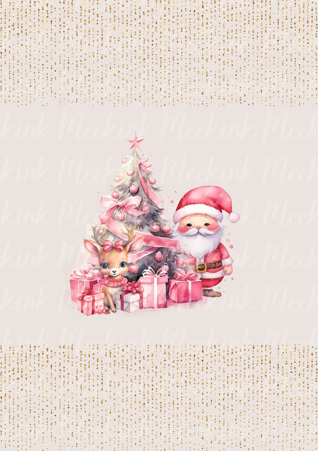 Pink Santa &amp; Reindeer Decal