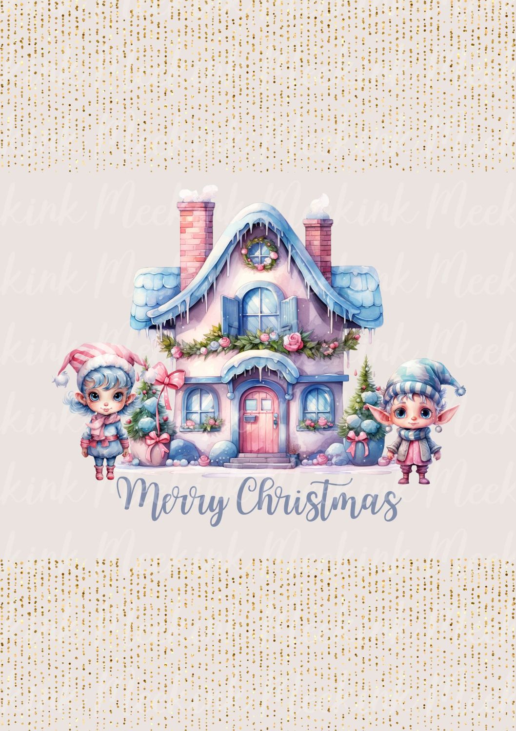 Blue &amp; Pink Gingerbread House Decal