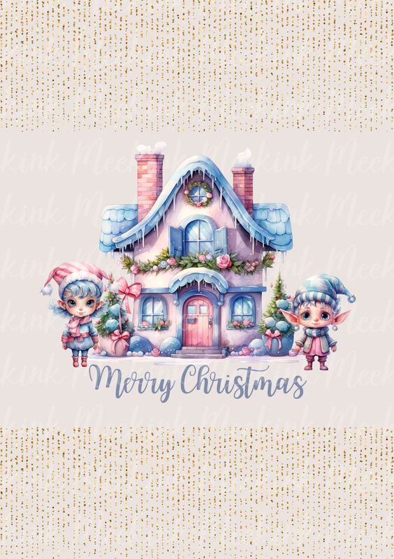 Blue &amp; Pink Gingerbread House Decal