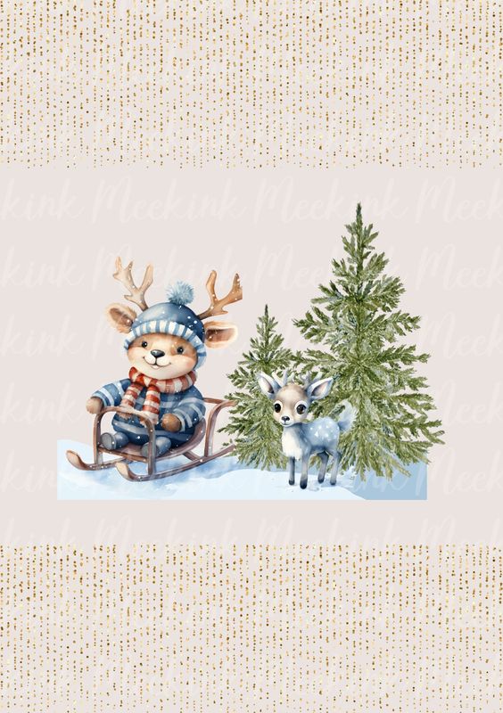 Blue Reindeer Sleigh Decal
