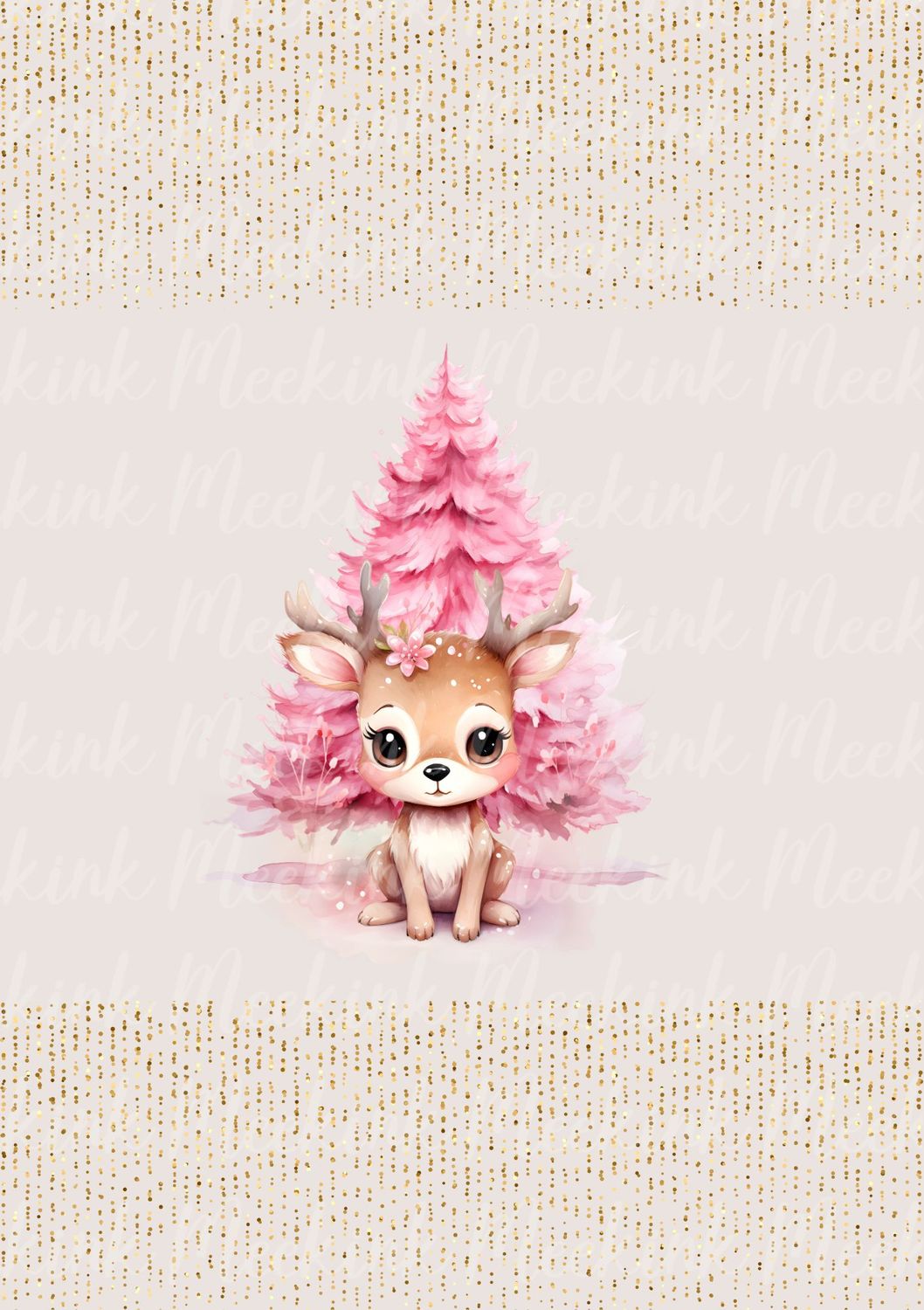 Pink Reindeer Tree Decal
