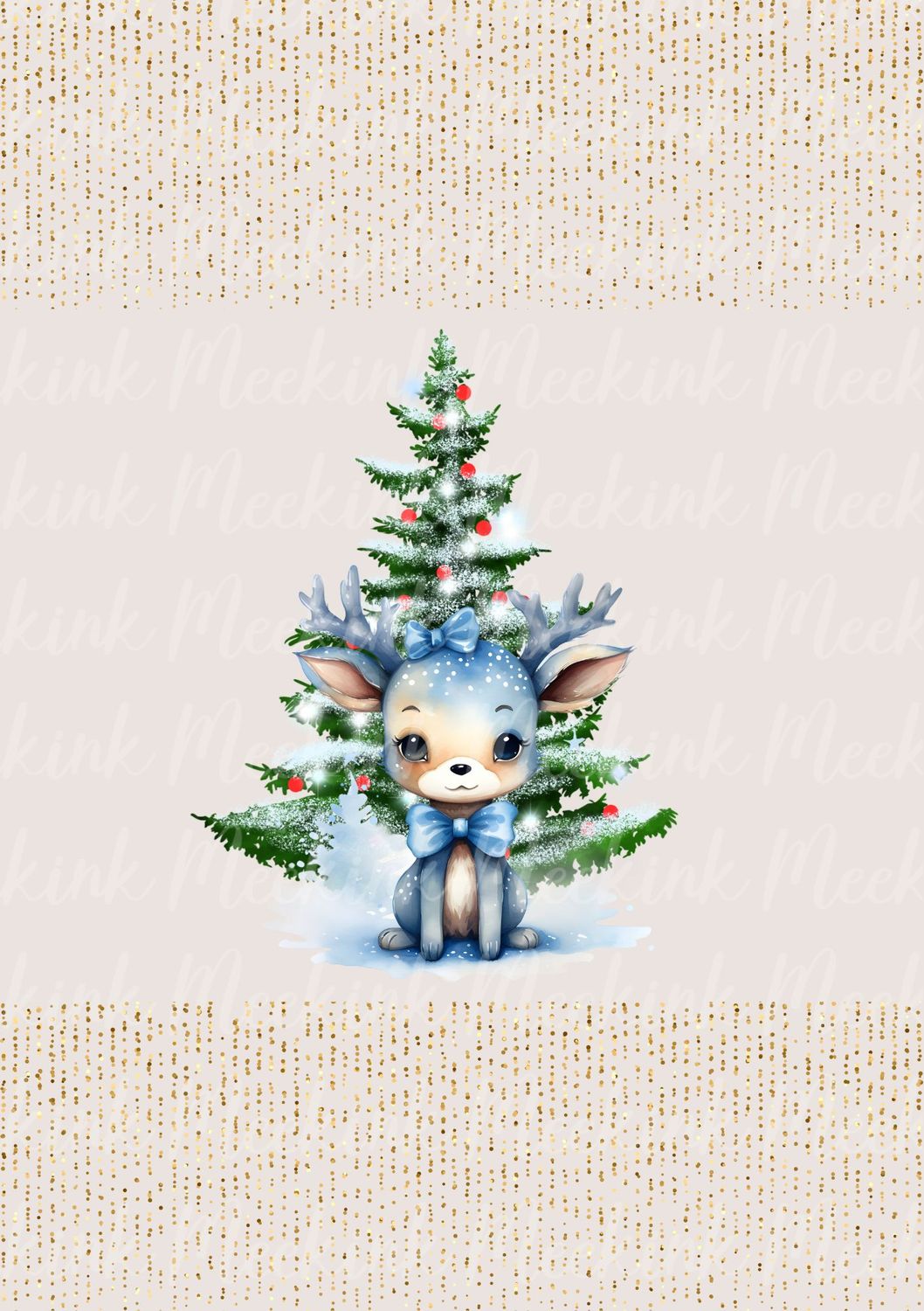 Blue Reindeer Tree Decal