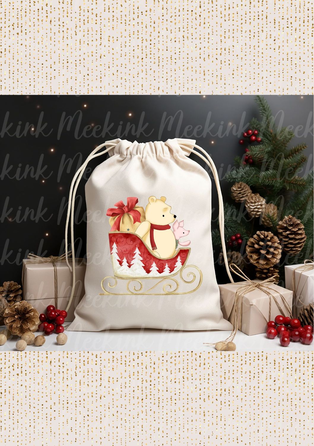 Bear Sleigh Red Decal