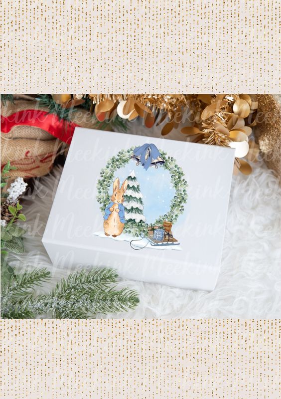 Blue Rabbit Christmas Sleigh Decal