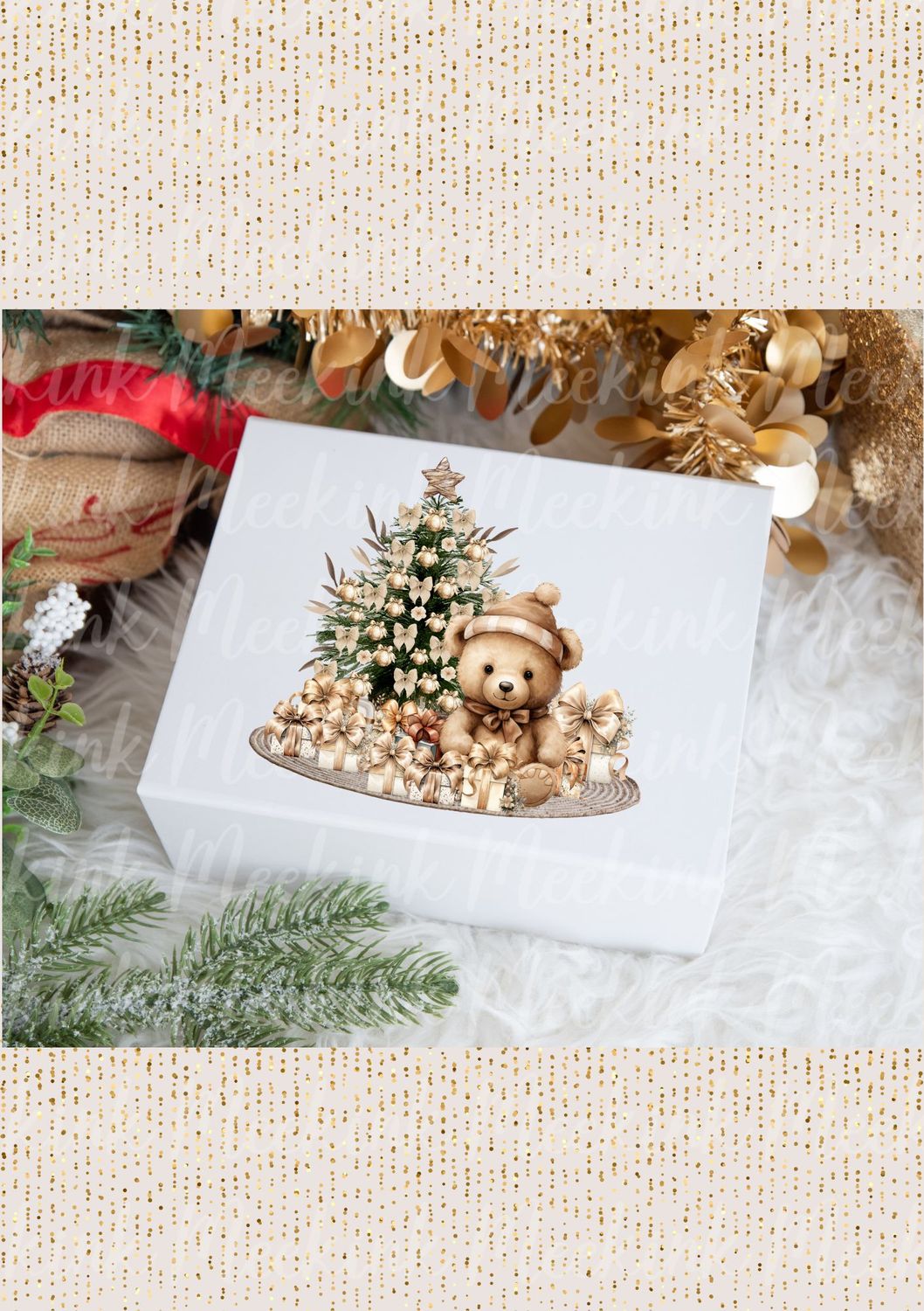 Christmas Beige Bear Decal