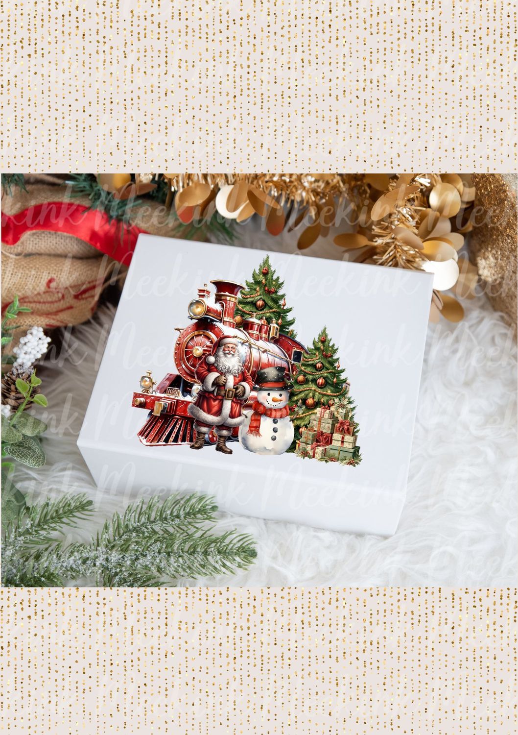 Red Christmas Train Decal