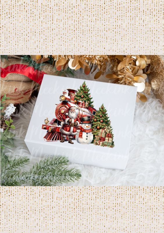 Red Christmas Train Decal
