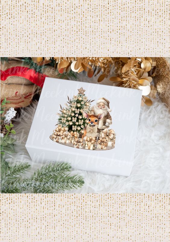 Beige Santa Reindeer Decal
