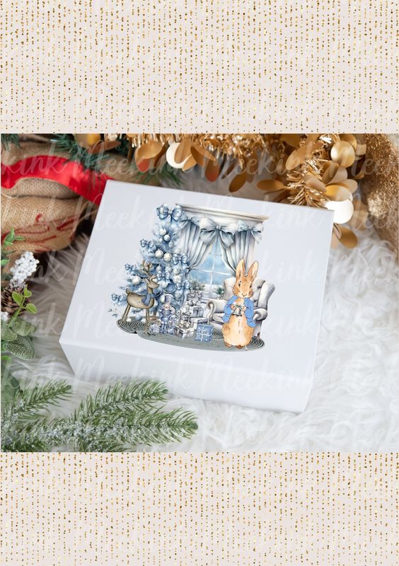 Blue Grey Christmas Rabbit Decal