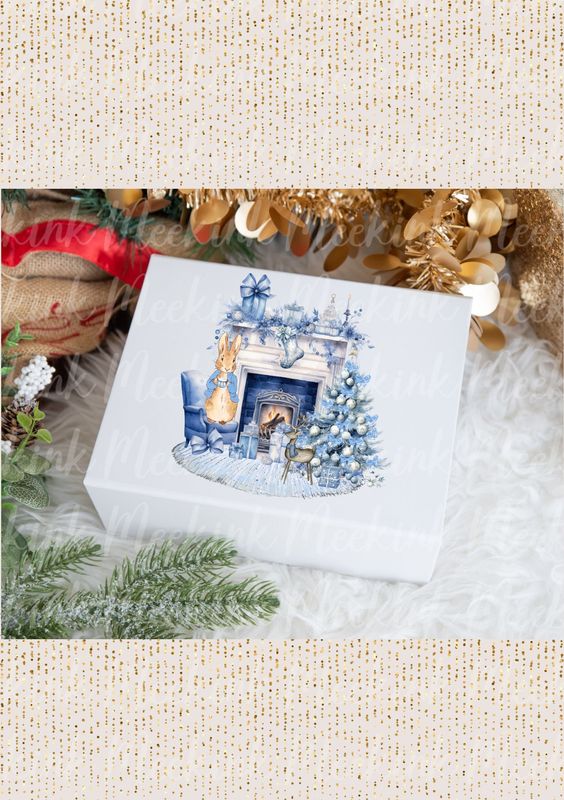 Blue Rabbit Christmas Decal