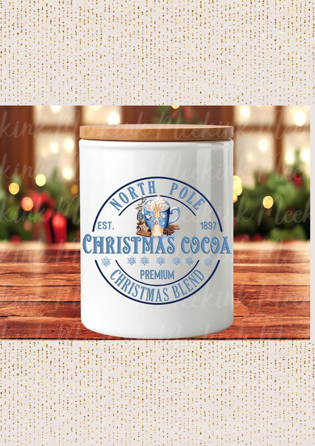 Blue Rabbit Christmas Cocoa Decal