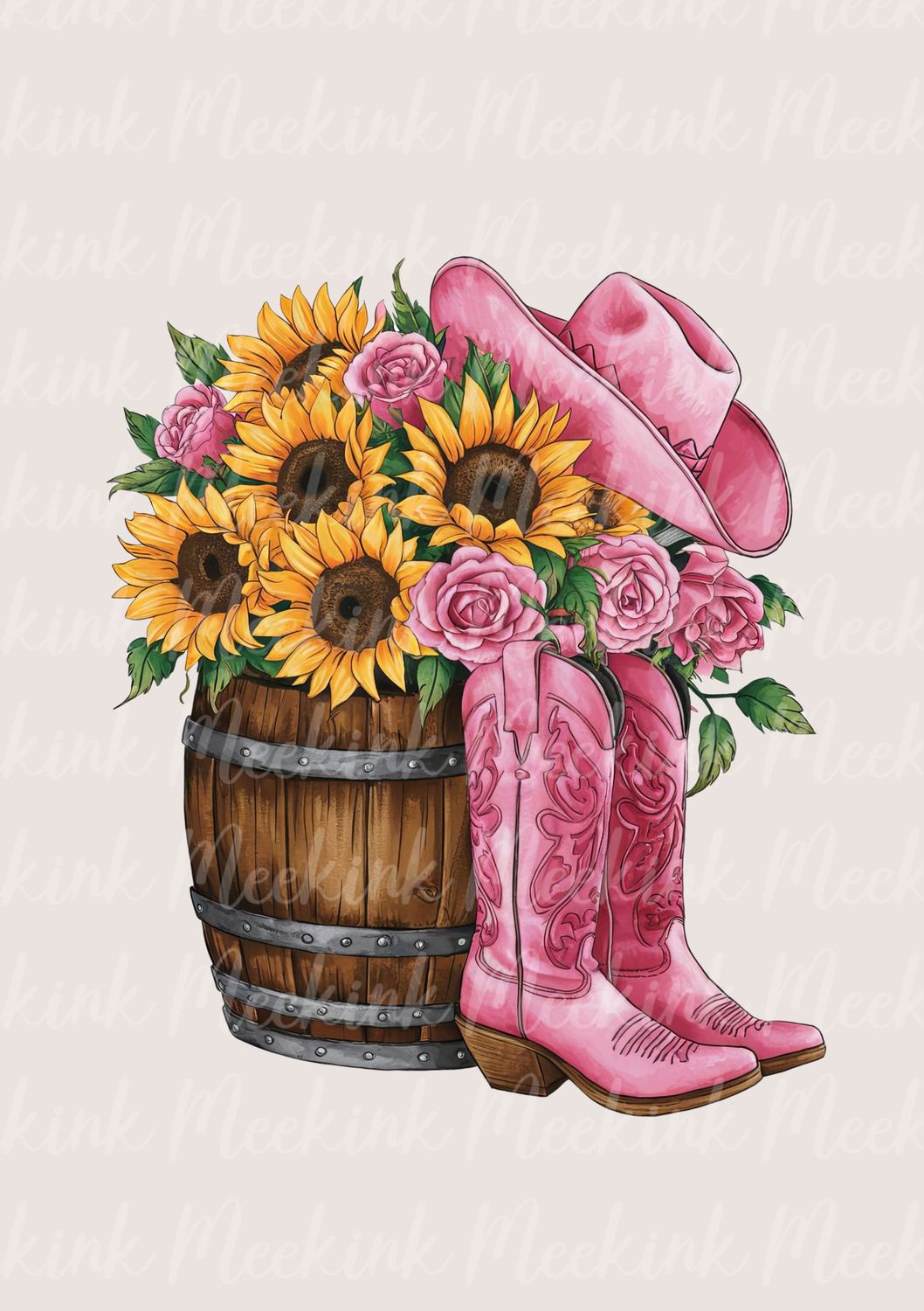 Boots &amp; Sunflowers UVDTF or DTF Decal