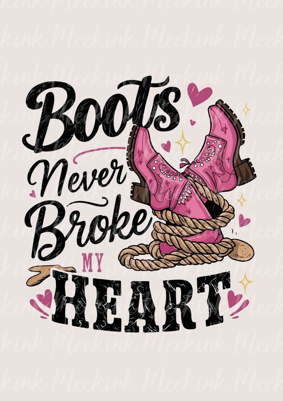 Boots &amp; Heart UVDTF or DTF Decal