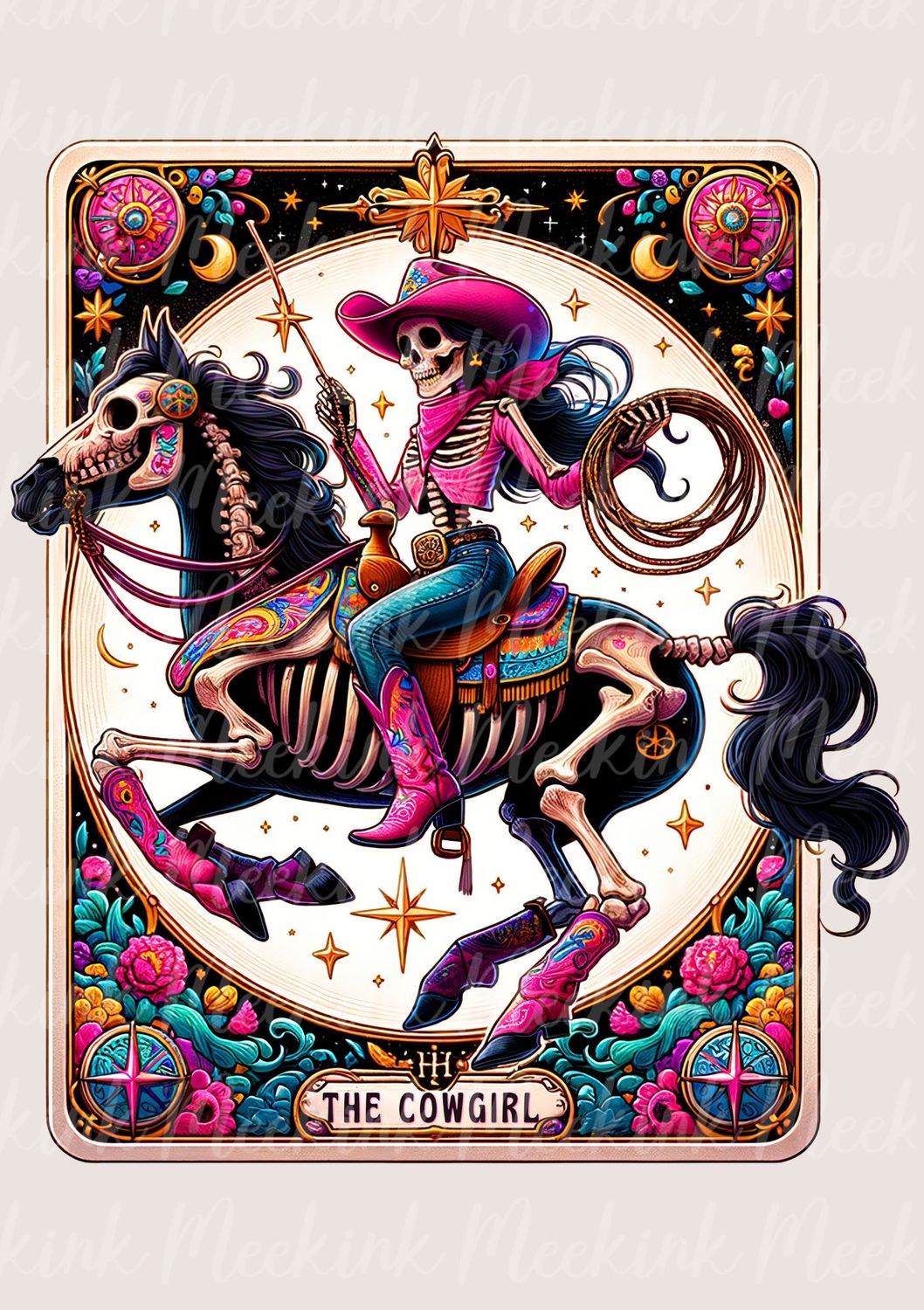 Cow Girl Tarot UVDTF or DTF Decal