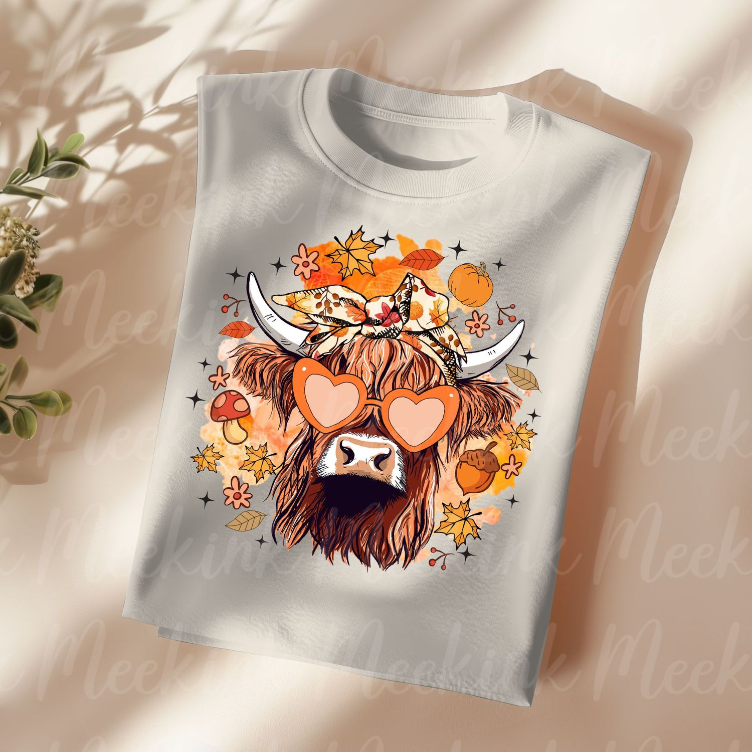 Autumn Highland Cow UVDTF or DTF Decal