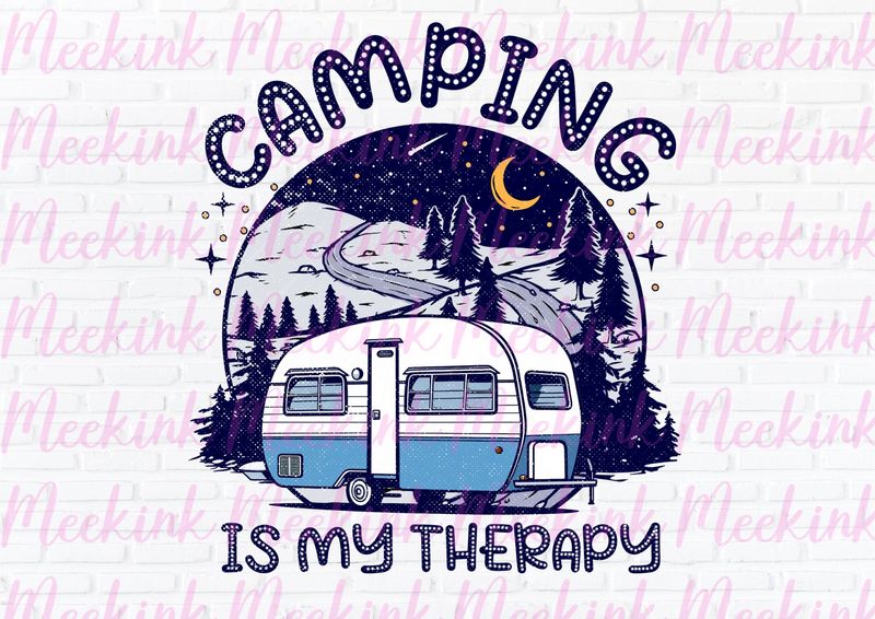 Camping Therapy UVDTF or DTF Decal